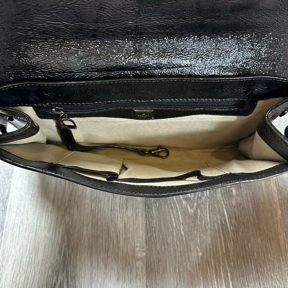 Etrier Black Patent Leather Crossbody Bag French Bag - Picture 7 of 9